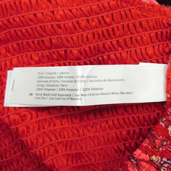 NWT Band of the Free Joelle Floral Smocked Crop Top Sz. L [12] Crimson Pink - Picture 8 of 10